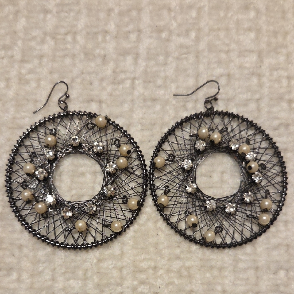 Elegant Pearl and Silver Hoop Earrings